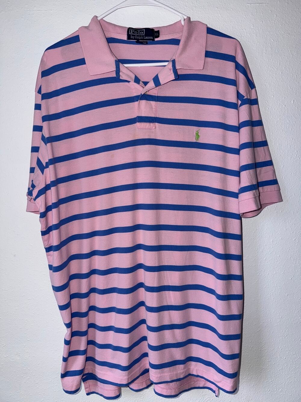 Ralph Lauren Polo Pink Blue Striped Men’s Short Sleeve T-Shirt Size XL